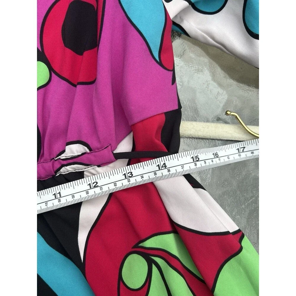 Nicole By Nicole Miller Women’s Size 16 Retro Boho Kaftan Flowy Disco Dress - Picture 6 of 8